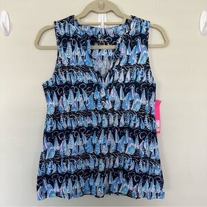 NWT Lilly Pulitzer Dev Knit Top Low‎ Tide Navy Sails & Stripes XS